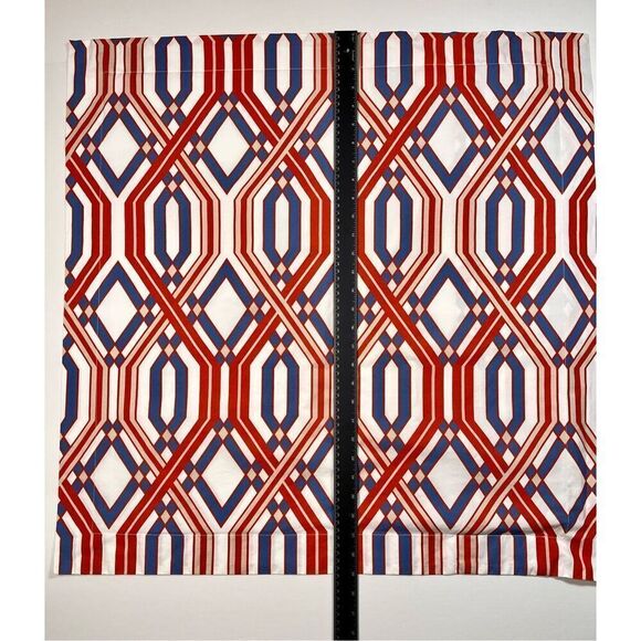 Pottery Barn Set of 2 Geometric Euro Square Pillow Shams Blue Orange EUC Bedroom - Picture 7 of 11